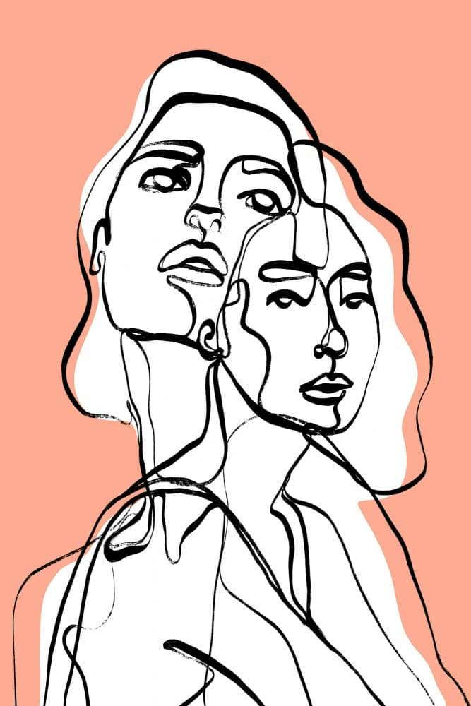 Entwined Faces by Treechild — canvas wall art