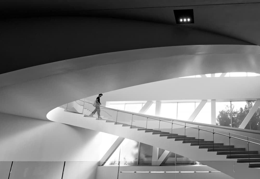 Curved Architectural Descent by Michiko Ôtomo — canvas wall art