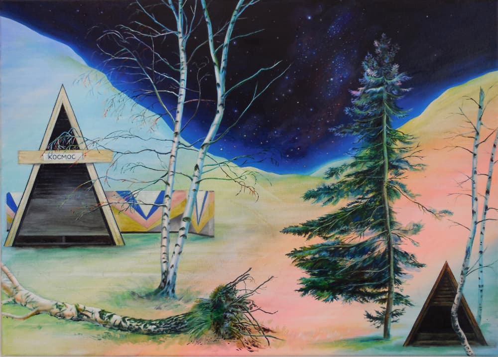 Starry Night Cabins by Anne Wölk — canvas wall art