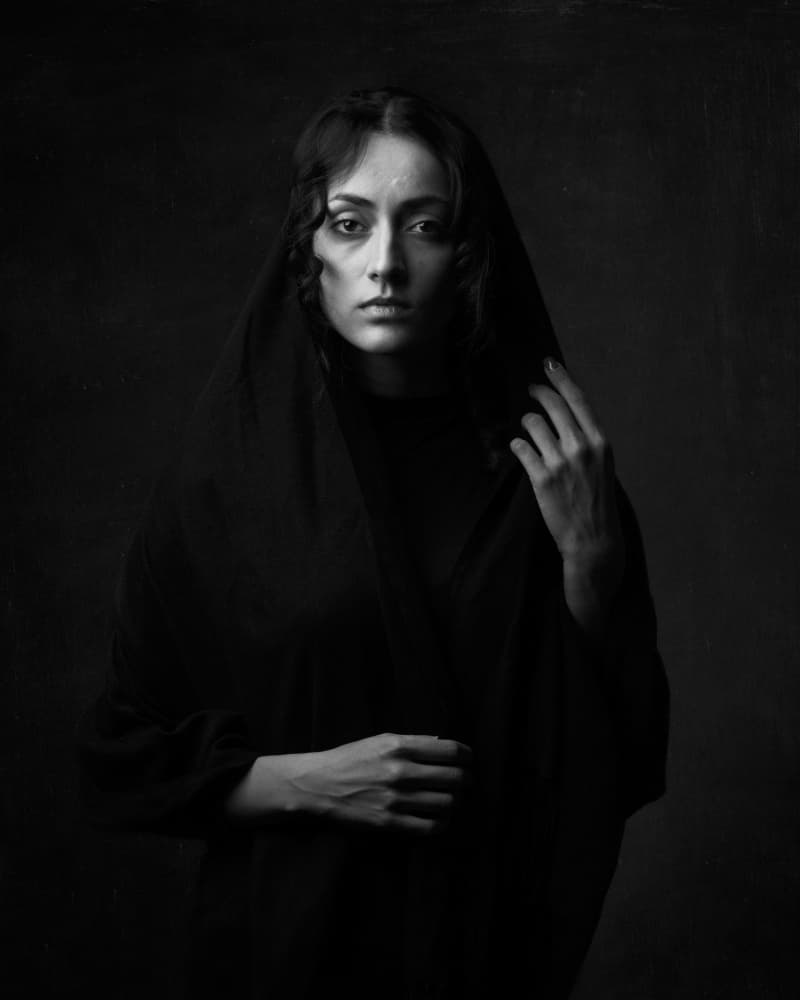 Mysterious Dark Portrait by Mehdi Mokhtari — canvas wall art