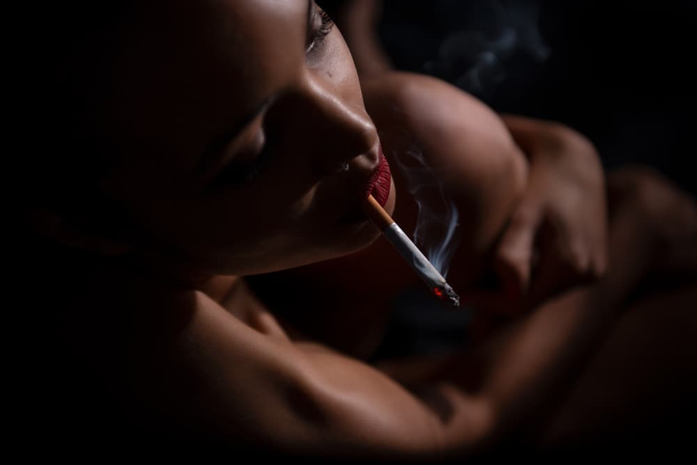Smoking Red Lips by Leon Schröder — canvas wall art