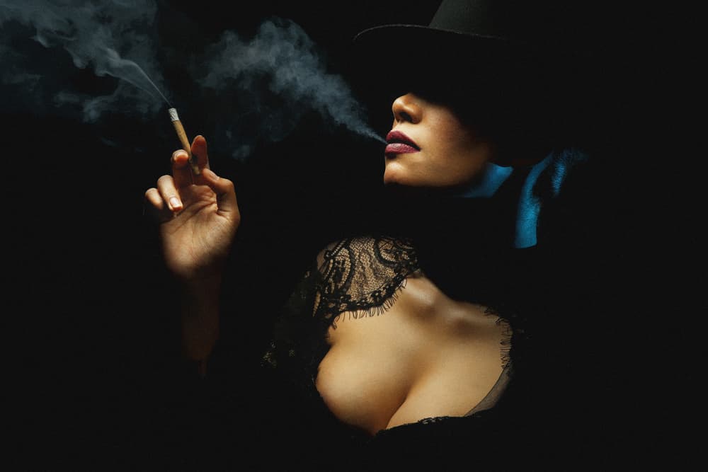 Mysterious Woman Smoking by Sebastian Kisworo — canvas wall art