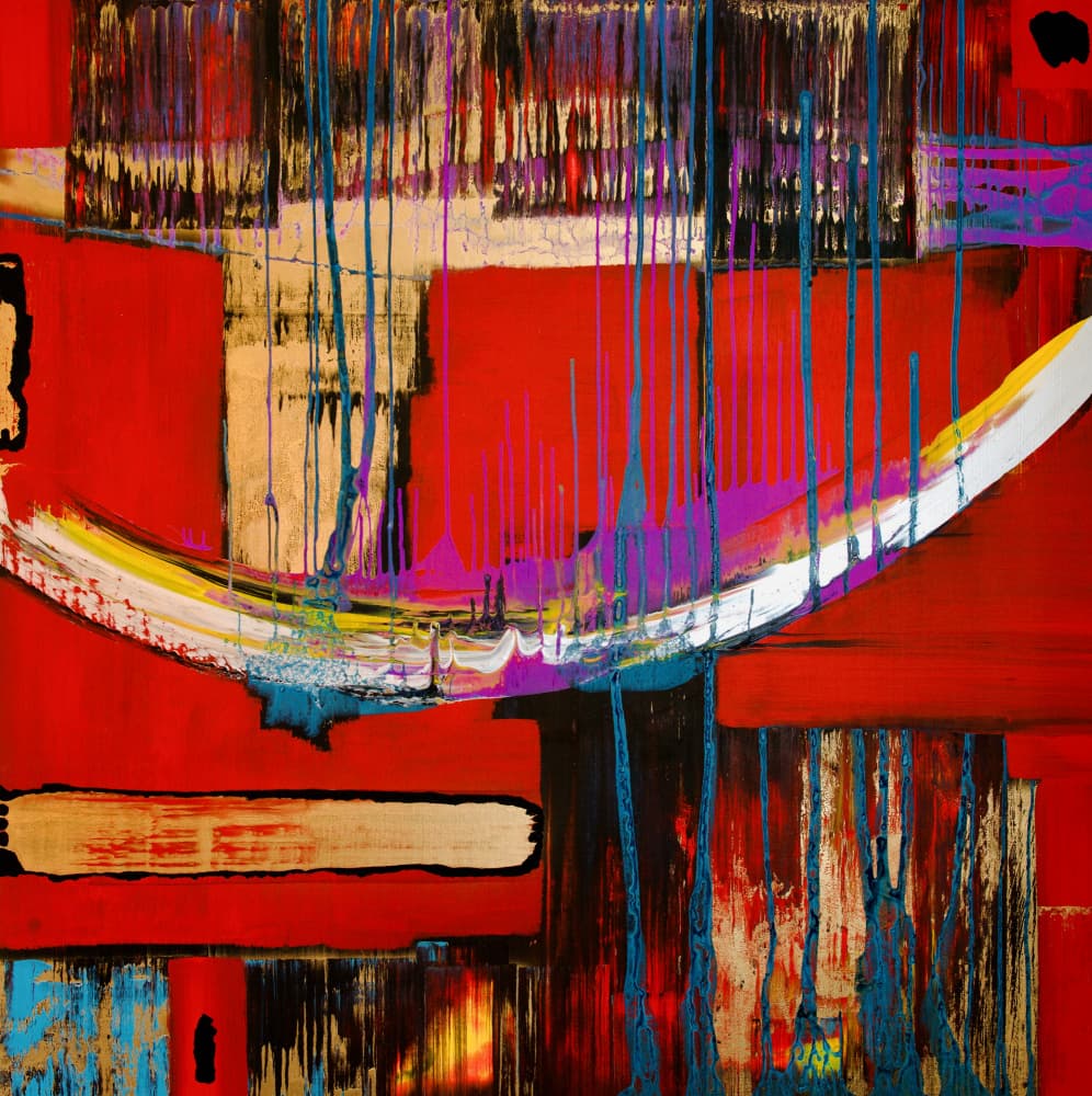 Dynamic Red Gold Abstract by Fredrik Olsen — canvas wall art