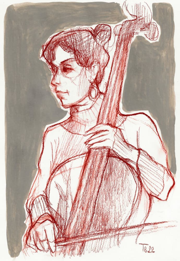 Focused Cello Player by Tore Bahnson — canvas wall art