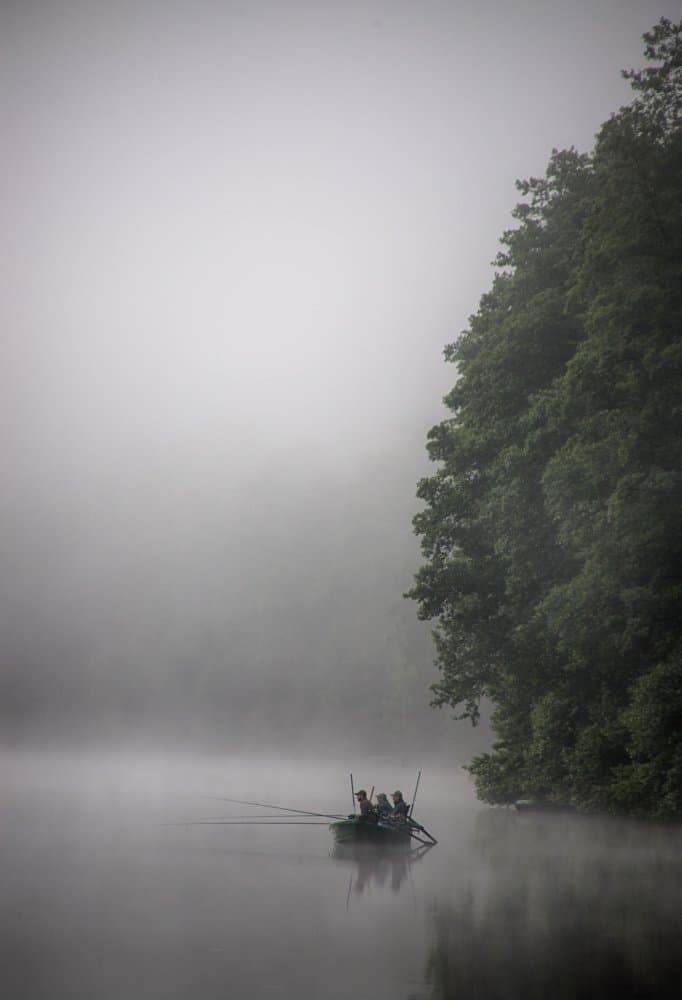 Misty Morning Fishing by Guy Krier — canvas wall art