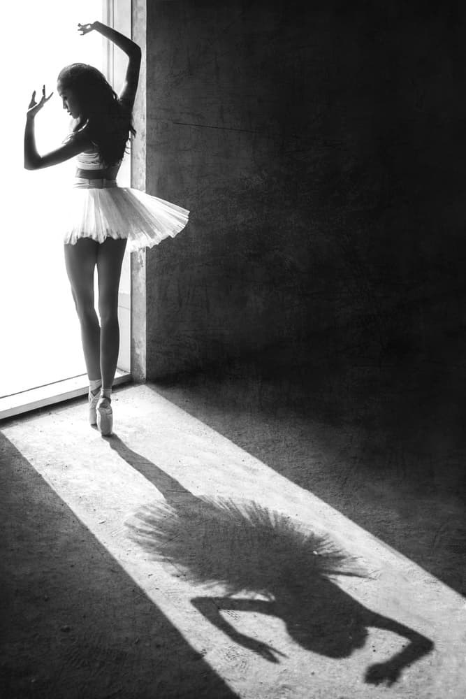 Dramatic Ballerina Silhouette by Sebastian Kisworo — canvas wall art