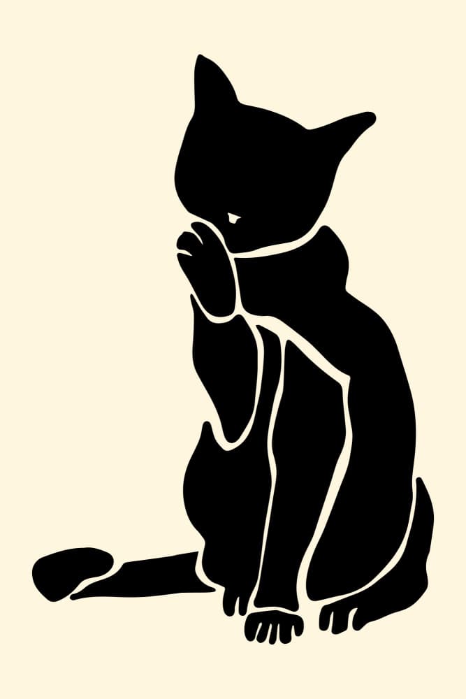 Elegant Cat Silhouette by EC Mazur — canvas wall art