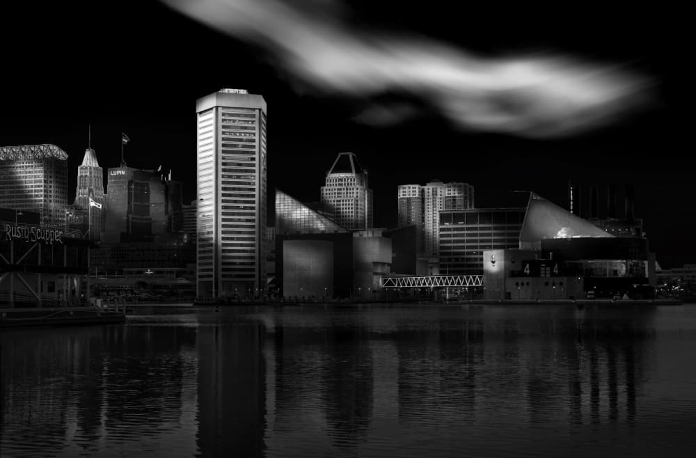 City Night Reflections by Rong Wei — canvas wall art