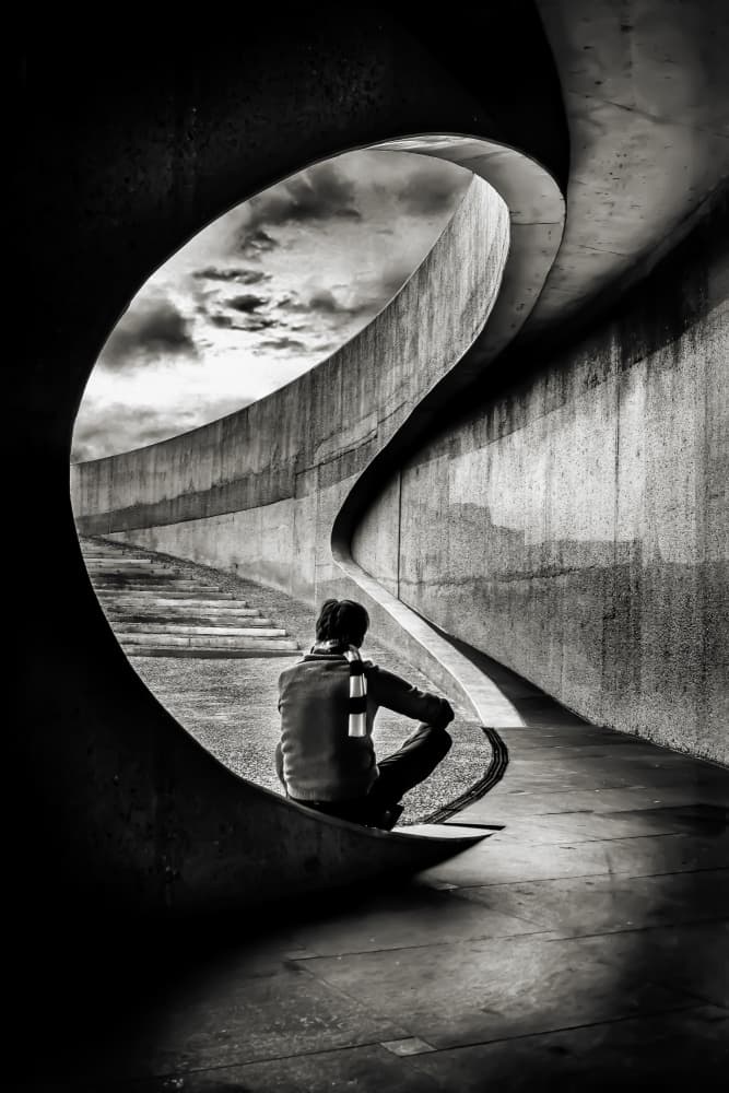 Solitude in Concrete Spiral by Gerard Valckx — canvas wall art