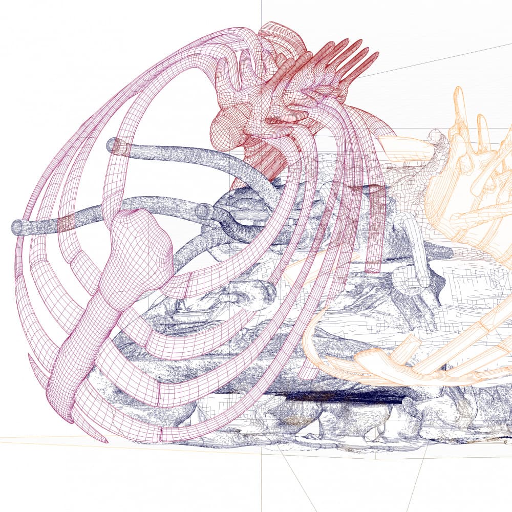 Abstract Wireframe Hands by Veronika Che — canvas wall art