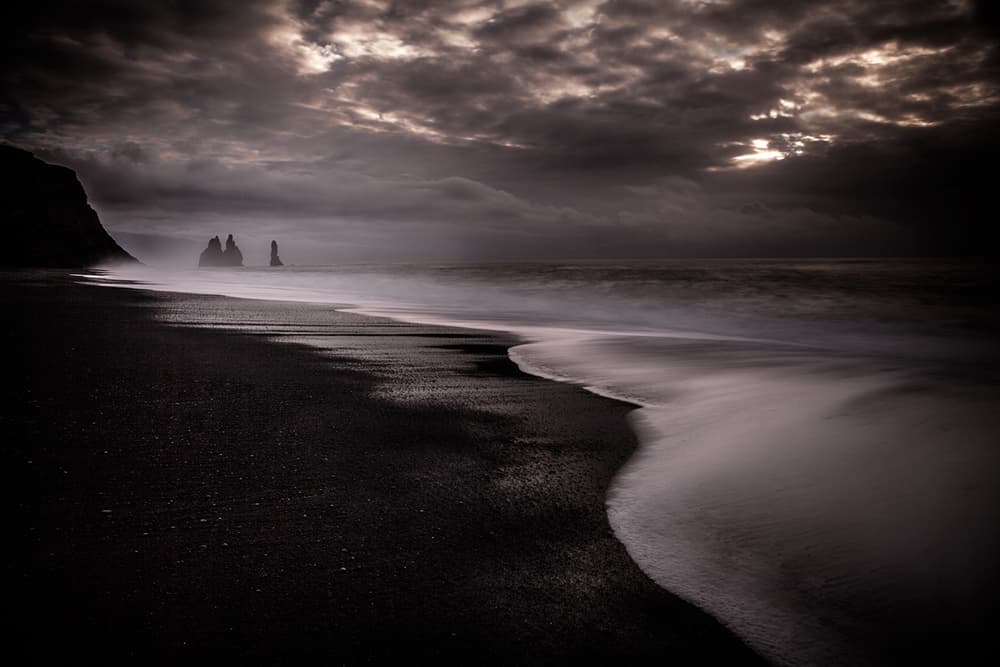Dark Beach Sea Stacks by Peter Svoboda MQEP — canvas wall art