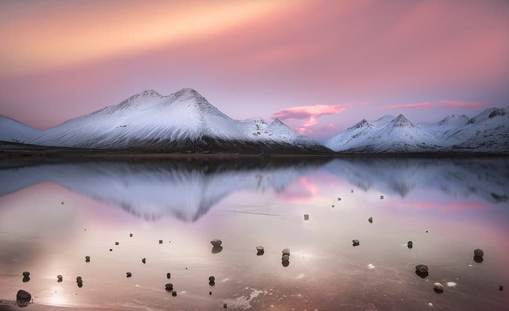 Pink Winter Reflections by Lior Yaakobi — canvas wall art