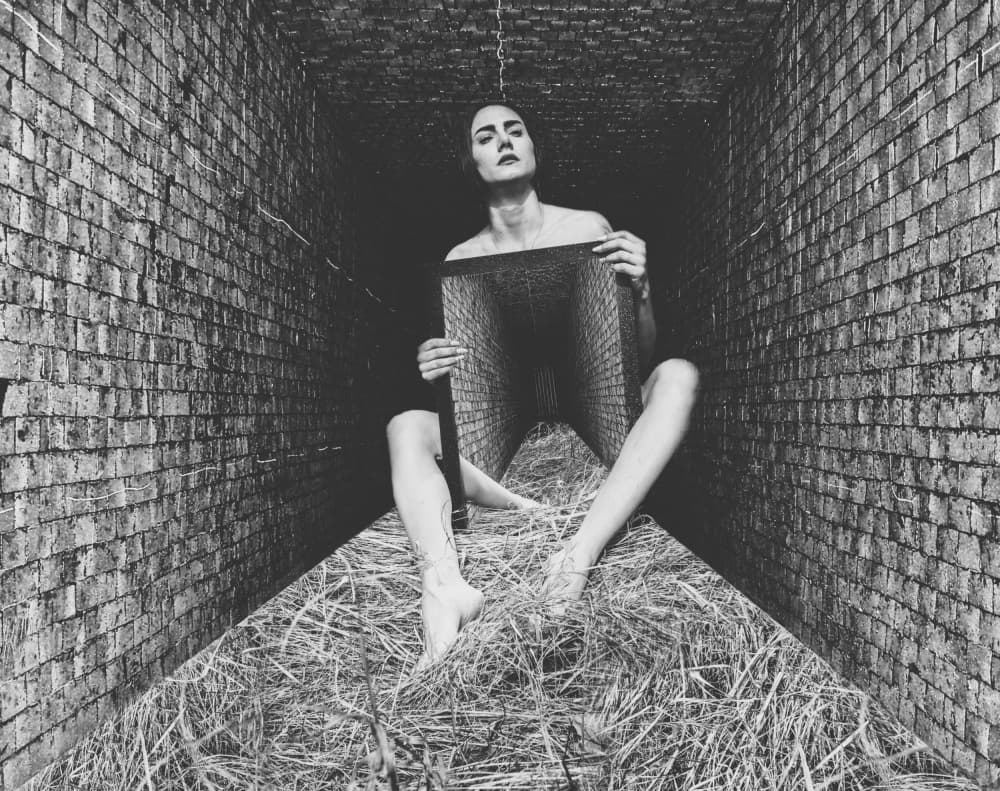 Pensive Woman Mirror Illusion by Bogdan Bouşcă — canvas wall art