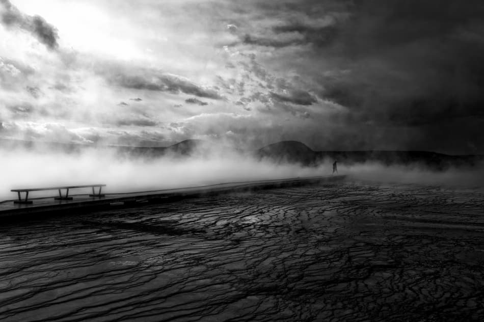 Misty Path Lone Figure by Robert Thomson † — canvas wall art