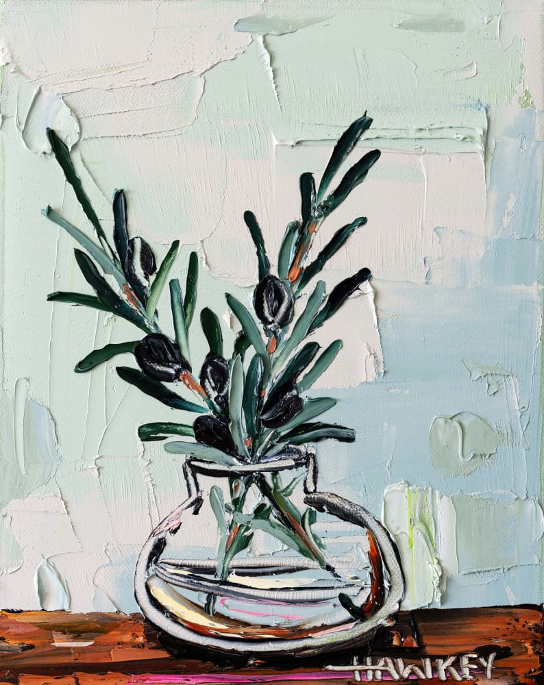 Olive Branches Still Life by Angela Hawkey — canvas wall art