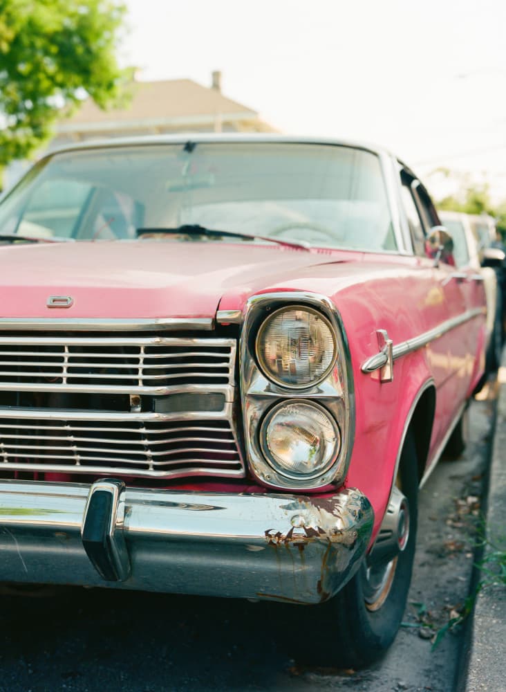 Pink Classic Car by Bethany Young — canvas wall art