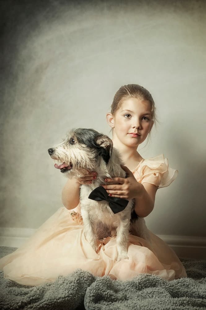 Sweet Girl and Dog by Monika Vanhercke — canvas wall art