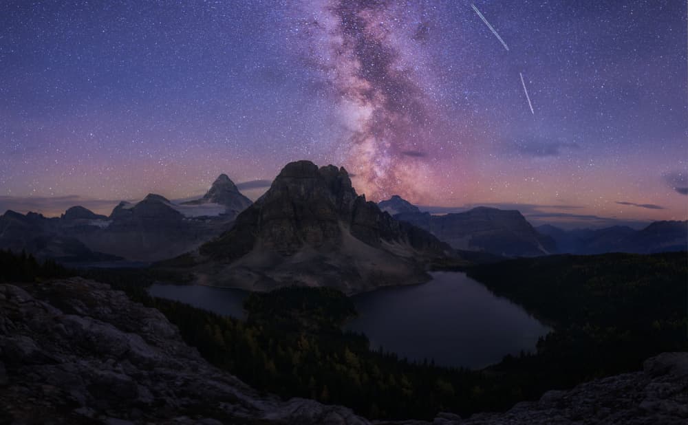 Milky Way Mountain Night by Jenny L. Zhang — canvas wall art