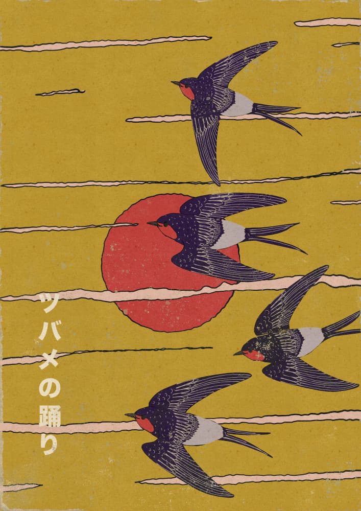 Flying Swallows and Sun by Nicholas — canvas wall art