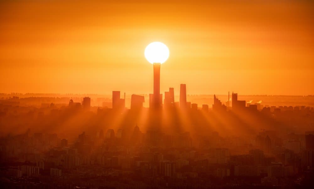Golden City Sunset by Kim Lee — canvas wall art