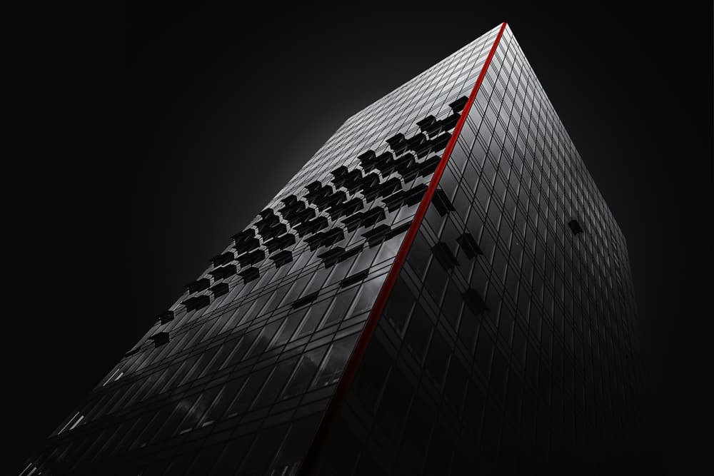 Red Line Skyscraper by Rolf Endermann — canvas wall art