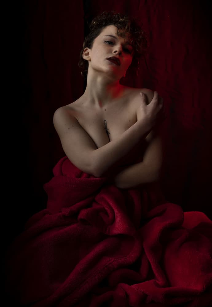 Sensual Red Portrait by Enis Onur — canvas wall art