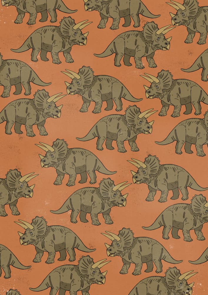 Vintage Triceratops Pattern by Nicholas — canvas wall art