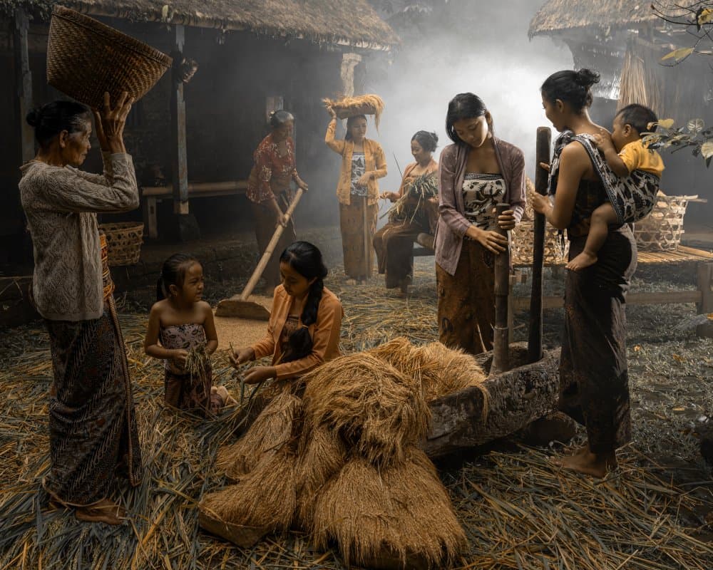Traditional Village Harvest by Magdalena Fifi — canvas wall art