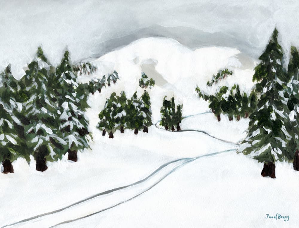 Snowy Mountain Tracks by Janel Bragg — canvas wall art