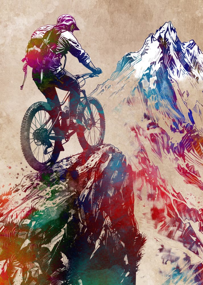 Mountain Biker Peak by Justyna Jaszke — canvas wall art