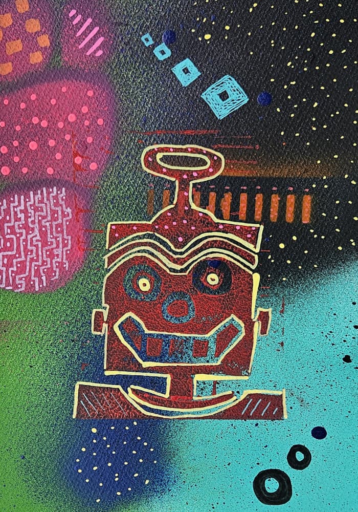 Graffiti Robot Face by Olea Huuska — canvas wall art