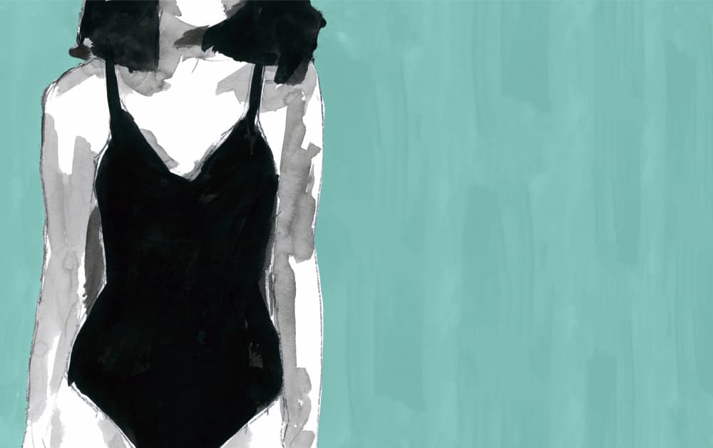 Chic Black Swimsuit by cartissi — canvas wall art