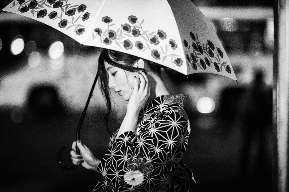 Japanese Woman Rainy Evening by Daisuke Kiyota — canvas wall art