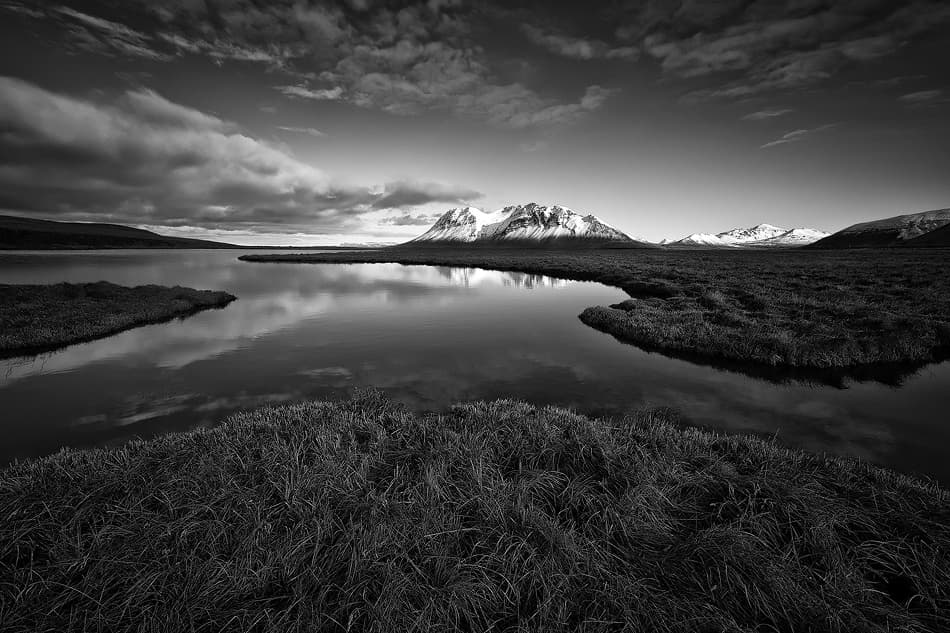 Dramatic Mountain Lake Reflection by Raymond Hoffmann — canvas wall art