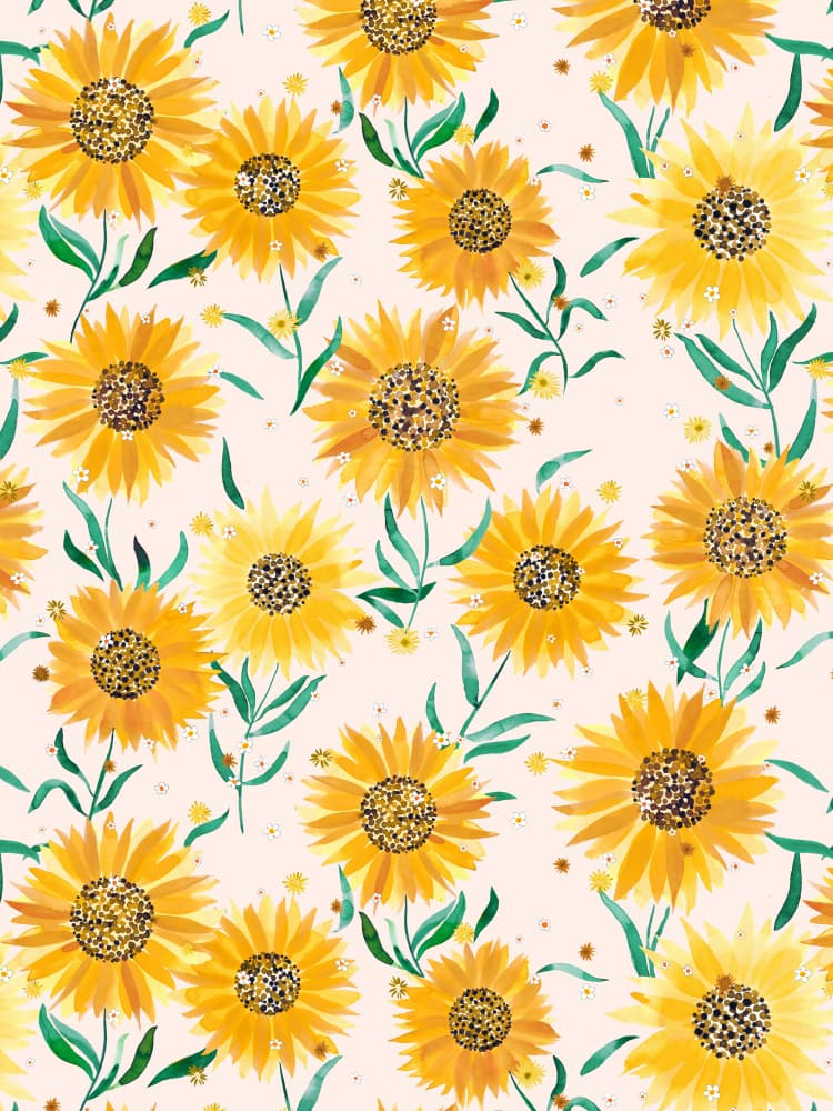Sunny Watercolor Sunflowers by Ninola Design — canvas wall art
