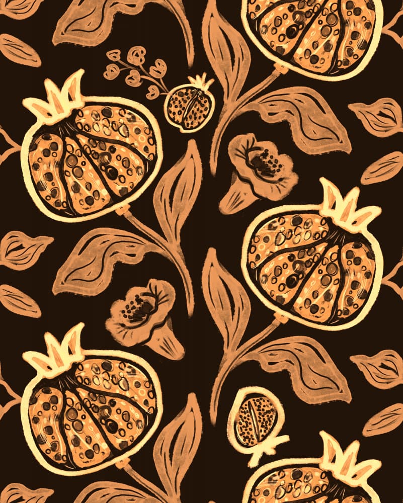 Pomegranates Pattern by Anis Illustration — canvas wall art