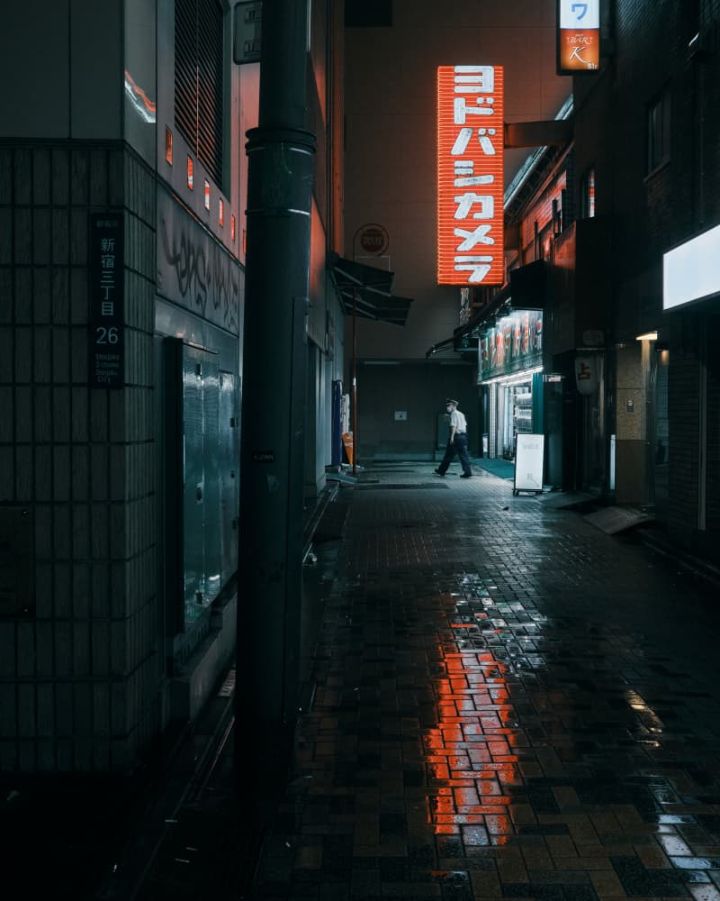 Tokyo Rainy Night Walk by ficklog — canvas wall art
