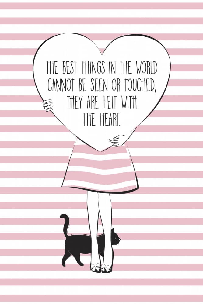 Heart Quote Girl Cat by Martina — canvas wall art
