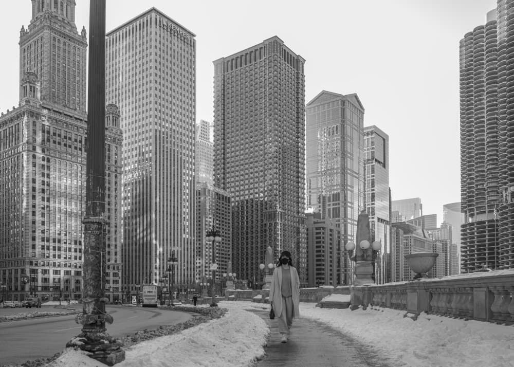 Winter City Stroll by Wendy Fischer Hartman — canvas wall art