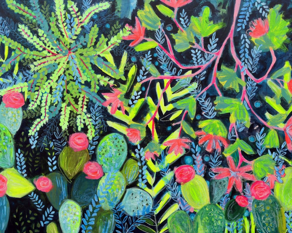 Vibrant Cactus Garden by Shelley Hampe — canvas wall art