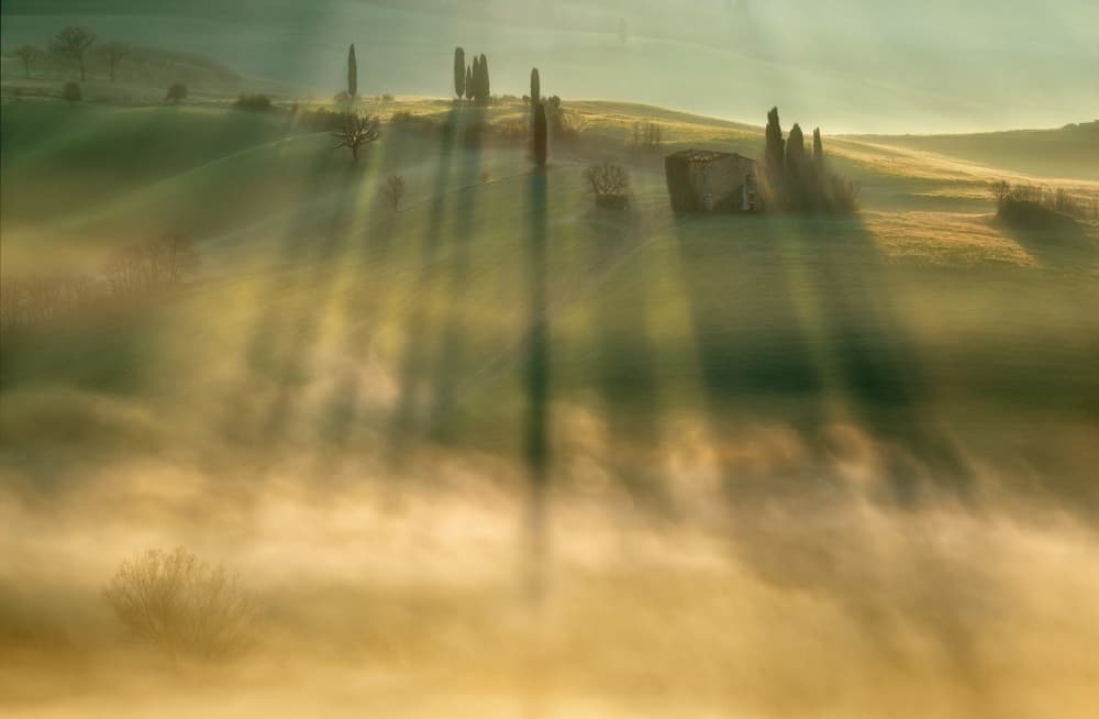 Misty Country Sunrise by Krzysztof Browko — canvas wall art