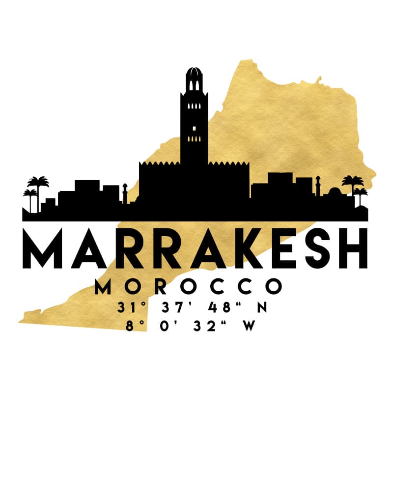 Marrakesh Golden Skyline by Emiliano Deificus — canvas wall art