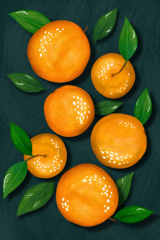 Bright Oranges And Leaves by EMELIEmaria — canvas wall art
