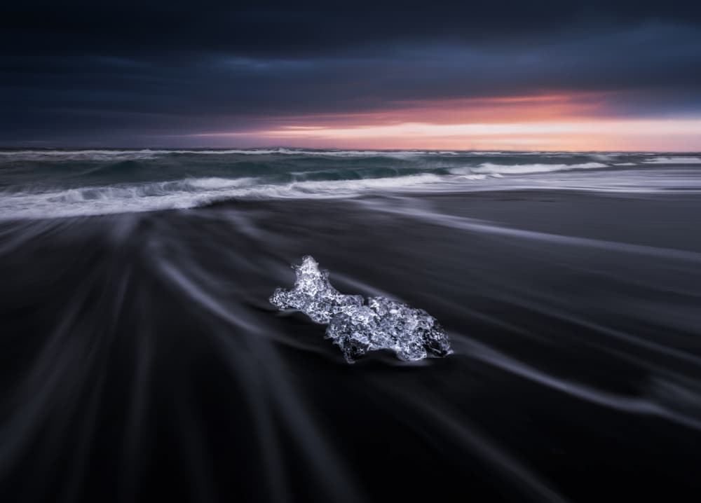 Icy Black Sand Sunset by NingYun Ye — canvas wall art