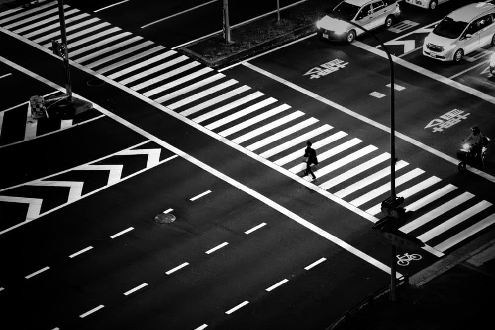 Night City Crosswalk by Haruyo Sakamoto — canvas wall art