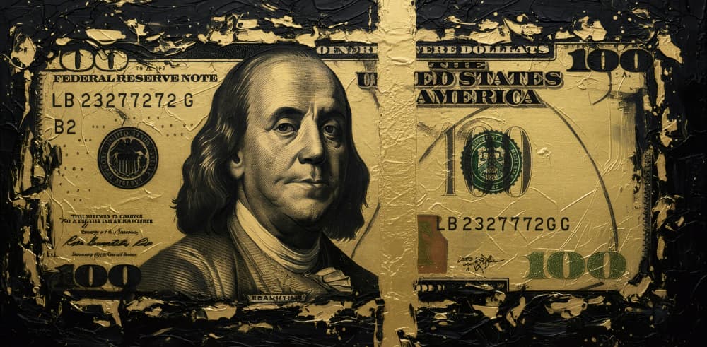 hundred dollar bill by HUGO — canvas wall art