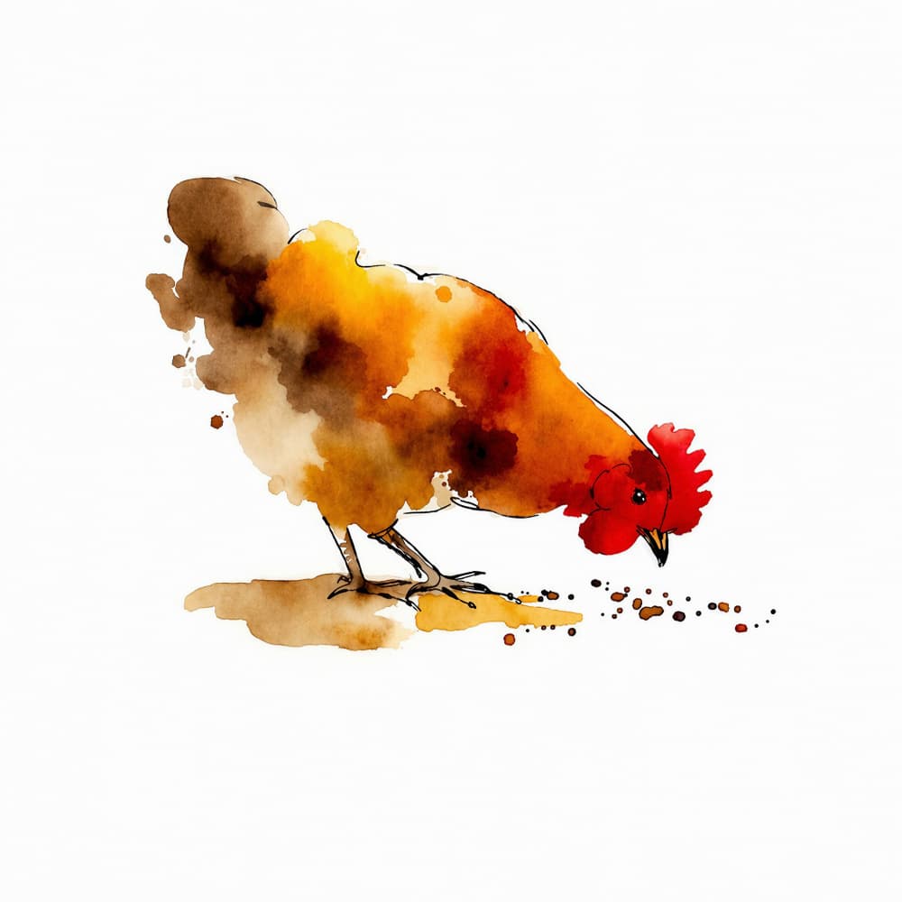 Pecking Hen Watercolor by Natalie Bruns — canvas wall art