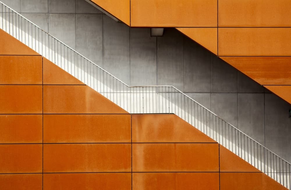 Orange Diagonal Staircase by Alida van Zaane — canvas wall art