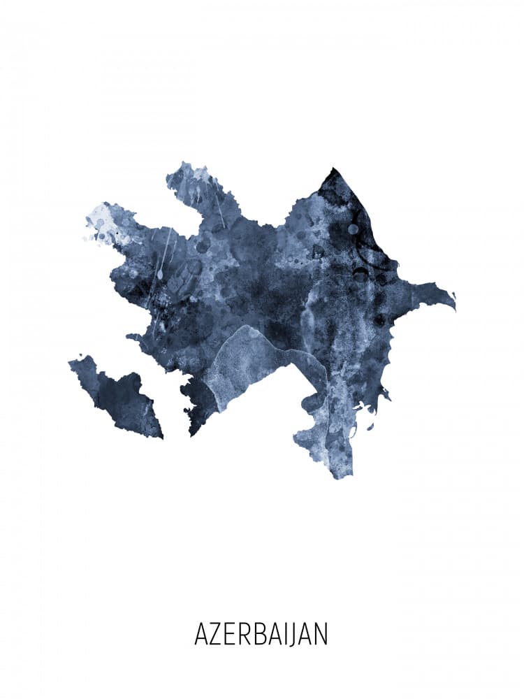 Azerbaijan Watercolor Map by Michael Tompsett — canvas wall art