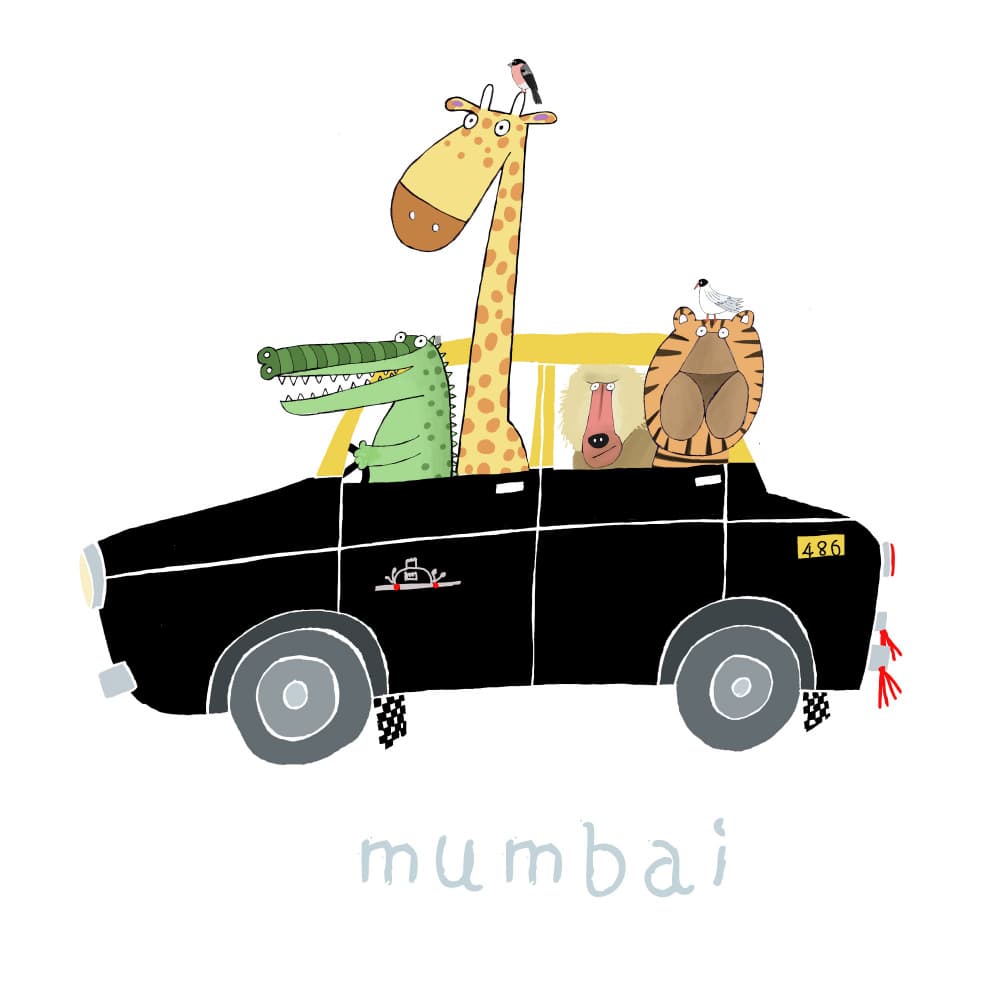 Whimsical Mumbai Taxi Ride by Carla Daly — canvas wall art